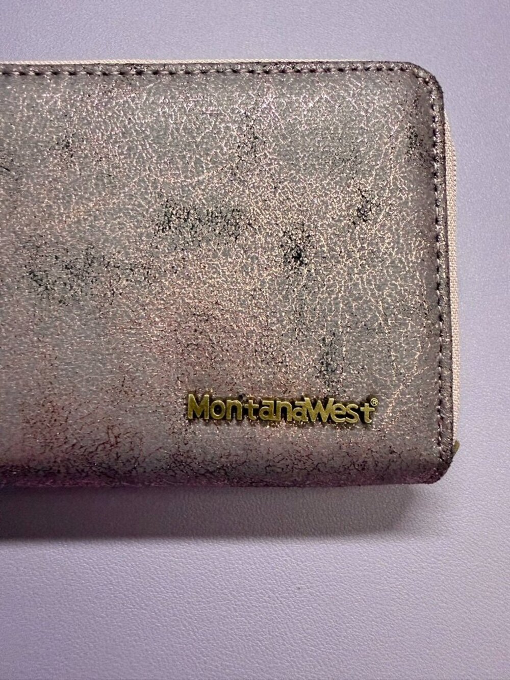 Metallic Purple Montana West Large Wallet with Turquoise and Brass Accents - Picture 9 of 15